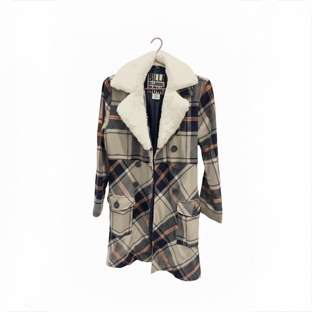 Billabong Plaid & Sherpa-Lined Coat - Size Medium
